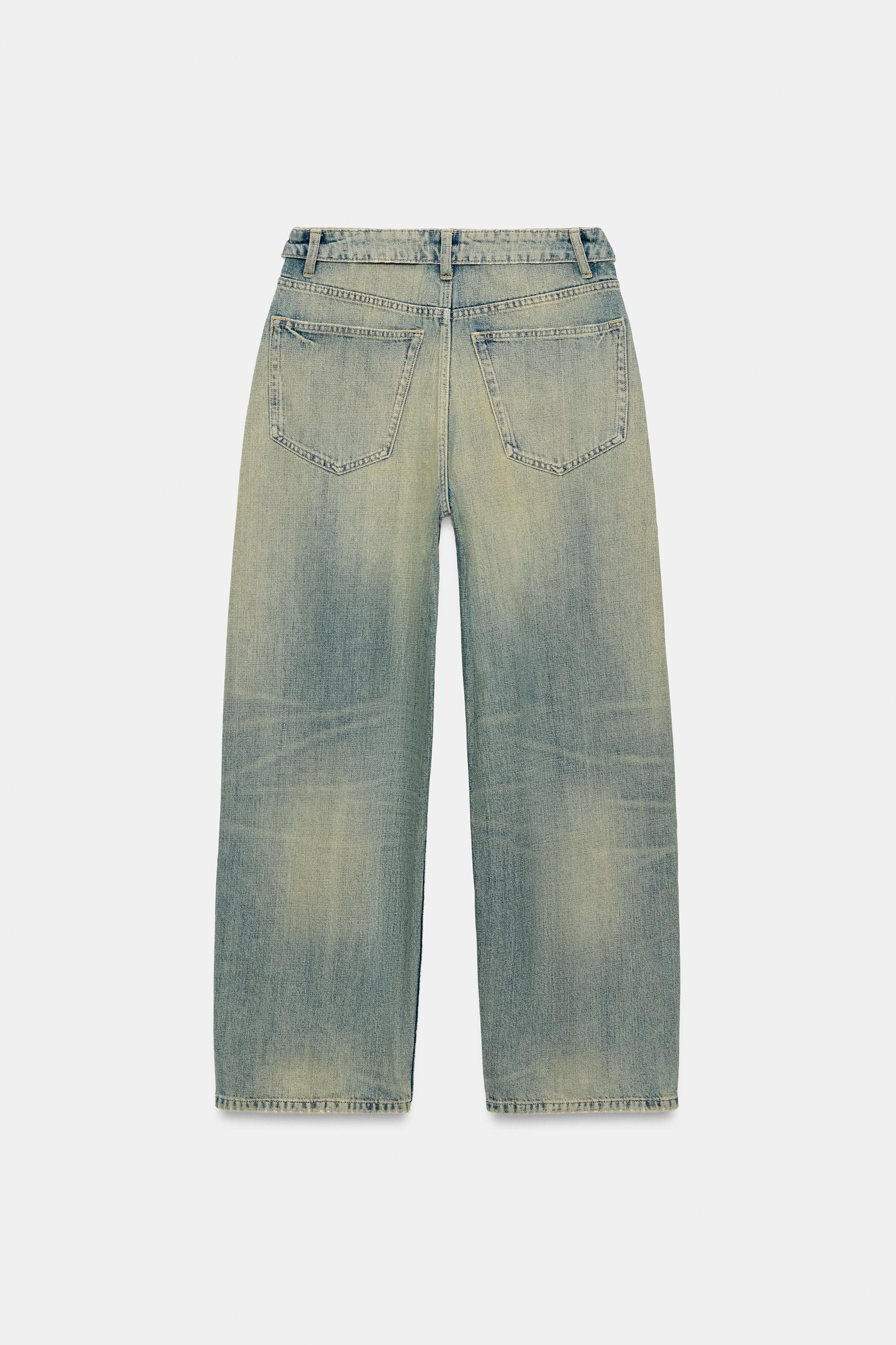 TRF MID-RISE FOLDED WAIST DISTRESSED JEANS